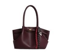 CORIOS Women Tote Handbag PU Leather Shoulder Bag with Stylish Heart Charm Large Capacity Top Handle Bag for Daily Casual and Formal Wear Wine Red