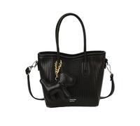 CORIOS Women Tote Handbag with 3D Puppy Charm PU Leather Shoulder Crossbody Bag Stylish Woven Texture Satchel Messenger Bag Cute Top-Handle Bag Hobo Tote for Shopping Travel Office Daily Carry Black