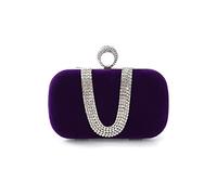 CORIOS Women Velvet Evening Bag Sparkly Rhinestone Clutch Bag Bridal Wedding Purse Charming Glittering Handbag Elegant Crossbody Bag Shoulder Bag for Wedding Banquet Cocktail Prom Party Purple