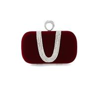CORIOS Women Velvet Evening Bag Sparkly Rhinestone Clutch Bag Bridal Wedding Purse Charming Glittering Handbag Elegant Crossbody Bag Shoulder Bag for Wedding Banquet Cocktail Prom Party Wine Red