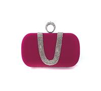 CORIOS Women Velvet Evening Bag Sparkly Rhinestone Clutch Bag Bridal Wedding Purse Charming Glittering Handbag Elegant Crossbody Bag Shoulder Bag for Wedding Banquet Cocktail Prom Party Rose