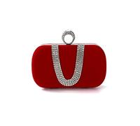 CORIOS Women Velvet Evening Bag Sparkly Rhinestone Clutch Bag Bridal Wedding Purse Charming Glittering Handbag Elegant Crossbody Bag Shoulder Bag for Wedding Banquet Cocktail Prom Party Red