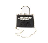 CORIOS Women's Black Clutch Bag, 20 x 5 x 14 cm, Sparkly Rhinestone and Sequin Decoration, Glitter Ruched Surface, Detachable Chain Strap, Perfect for Wedding, Party, Prom, Formal Occasions