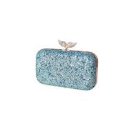CORIOS Women's Blue Glamorous Retro Pearl Sequin Evening Clutch Bag with Detachable Chain, Size: 20 x 5 x 11.5 cm