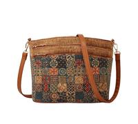 CORIOS Women's Bohemian Style Shoulder Crossbody Bag Cork Fabric Satchel Messenger Bag Top-Handle Bag with Ethnic Pattern Retro Handbag Daily Travel Work Shopping Tote Olive