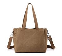 CORIOS Women's Brown Hobo Shoulder Bag, 34 × 14 × 29cm, Canvas, Large Capacity, Lightweight, Sturdy