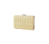 CORIOS Women's Camel Straw Clutch Bag, 18 x 4.5 x 13 cm, Retro Vintage Evening Handbag with Detachable Chain, Perfect for Women's Formal Occasions
