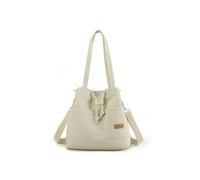 CORIOS Women's Canvas Drawstring Tote Handbag - Large Shoulder & Crossbody Bag - Lightweight Messenger Satchel & Top Handle Bag - Beige