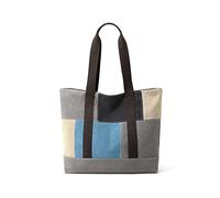 CORIOS Women's Canvas Handbag Casual Shoulder Bag Patchwork Tote Bag Large Capacity Top Handle Bag Retro Hobo Bag for Travel Work Party Shopping Office Blue