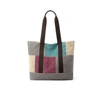 CORIOS Women's Canvas Handbag Casual Shoulder Bag Patchwork Tote Bag Large Capacity Top Handle Bag Retro Hobo Bag for Travel Work Party Shopping Office Purple