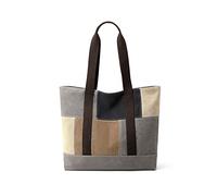 CORIOS Women's Canvas Handbag Casual Shoulder Bag Patchwork Tote Bag Large Capacity Top Handle Bag Retro Hobo Bag for Travel Work Party Shopping Office Brown