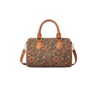 CORIOS Women's Elegant Boston Bag Bohemian Style Shoulder Crossbody Bag Top-Handle Bag with Ethnic Pattern Cork Fabric Satchel Messenger Bag Retro Tote Handbag for Daily Travel Work Shopping Coffee