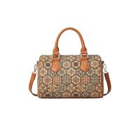 CORIOS Women's Elegant Boston Bag Bohemian Style Shoulder Crossbody Bag Top-Handle Bag with Ethnic Pattern Cork Fabric Satchel Messenger Bag Retro Tote Handbag for Daily Travel Work Shopping Green