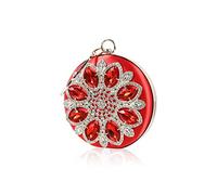 CORIOS Women's Elegant Red Round Evening Clutch Purse, Rhinestone, Small, Wedding, Convertible: Shoulder Bag/Crossbody Purse to Clutch