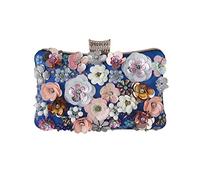 CORIOS Women's Evening Bag Colorful Floral Clutch Purses 3D Sequin Flower Handbag Elegant Crossbody Bag Banquet Bag Shoulder Bag for Wedding Banquet Prom Cocktail Party Blue