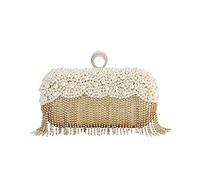CORIOS Women's Evening Bag Pearl Handbag Crystal Tassel Clutch Purses Rhinestones Shoulder Bag Sequin Glitter Crossbody Bag Bridal Wedding Purse for Wedding Cocktail Prom Party Banquet Gold