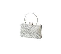 CORIOS Women's Evening Bag Rhinestone Clutch Bag Bridal Wedding Purse Bling Crystal Shoulder Bag with Detachable Chain Sparkling Glitter Crossbody Bag for Cocktail Banquet Prom Party Silver