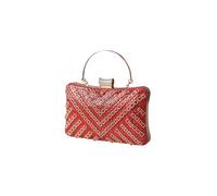 CORIOS Women's Evening Bag Rhinestone Clutch Bag Bridal Wedding Purse Bling Crystal Shoulder Bag with Detachable Chain Sparkling Glitter Crossbody Bag for Cocktail Prom Party Red