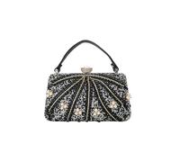 CORIOS Women's Evening Bag Rhinestone Clutch Bag Pearl Beaded Shoulder Bag Sparkly Crystal Handbag Glitter Bridal Wedding Purse Elegant Crossbody Bag with Detachable Chain Black