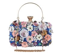 CORIOS Women's Evening Bag Sequins Floral Handbag Colorful Flower Clutch Purses 3D Sequins Banquet Bag Elegant Shoulder Bag Crossbody Bag for Wedding Banquet Prom Cocktail Party Blue