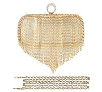 CORIOS Women's Evening Handbag Crystal Tassel Clutch Purses Rhinestones Shoulder Bag Banquet Bag Bridal Wedding Purse Sequin Glitter Crossbody Bag for Wedding Banquet Prom Cocktail Party Gold
