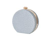 CORIOS Women's Evening Handbags Luxury Round Clutch Purse Shoulder Bag with PU Leather Formal Bridal Wedding Purse Small Crossbody Bag for Wedding Banquet Prom Cocktail Party Silver
