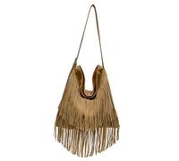 CORIOS Women's Fringe Suede Hobo Shoulder Bag Stylish Tassel Design Handbag Versatile PU Leather Crossbody Messenger Bag for Daily/Casual Wear Brown