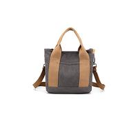 CORIOS Women's Grey Canvas Tote Bag, Multi-Pockets, Top Handle, Crossbody, Satchel, Vintage-inspired, S