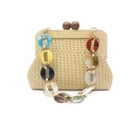 CORIOS Women's Multicolour Vintage-inspired Boho Clutch, 22 x 6.5 x 19 cm, Retro Wooden Frame & Bead Buckle Design
