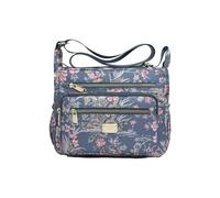 CORIOS Women's Nylon Crossbody Bag Bohemian Floral Print Shoulder Handbag Multi-Pocket Messenger Satchel Bag Lightweight Top Handle Bag Boho Hobo Tote Purse for Vacation Beach Travel Blue Phoenix