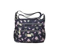 CORIOS Women's Nylon Crossbody Bag Bohemian Floral Print Shoulder Handbag Multi-Pocket Messenger Satchel Bag Lightweight Top Handle Bag Boho Hobo Tote Purse for Vacation Beach Travel Daily Flamingo