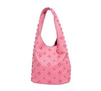 CORIOS Women's PU Leather Handbag Fashionable Stud-Embellished Shoulder Underarm Bag Small Capacity Bucket Top Handle Bag Work Travel Shopping Daily Use Tote Pink