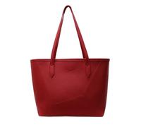 CORIOS Women's PU Leather Shoulder Bag Elegant Tote Bag with Patchwork Design Large Capacity Handbag Professional Briefcase for Work Business Office Travel Daily Use Red