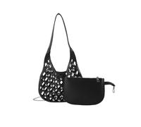 CORIOS Women's Punk Rivet Handbag Hollow Crossbody Bag Black M