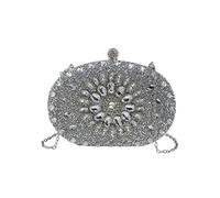 CORIOS Women's Rhinestone Clutch Purse Sparkly Sequin Handbag Bridal Wedding Purse Crystal Clutch Bag Glitter Shoulder Crossbody Bag for Wedding Banquet Cocktail Prom Party Silver