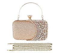 CORIOS Womens Rhinestone Evening Bag Crystal Clutch Bag Sparkly Sequin Glitter Handbag Banquet Bag Bridal Wedding Purse Shoulder Bag Crossbody Bag for Wedding Banquet Prom Cocktail Party Gold