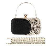 CORIOS Womens Rhinestone Evening Bag Crystal Clutch Bag Sparkly Sequin Glitter Handbag Banquet Bag Bridal Wedding Purse Shoulder Bag Crossbody Bag for Wedding Banquet Prom Cocktail Party Black