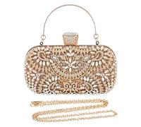 CORIOS Womens Rhinestone Evening Bag Sparkly Sequin Glitter Handbag Crystal Clutch Bag Bridal Wedding Purse Banquet Bag Shoulder Bag Crossbody Bag for Wedding Banquet Prom Cocktail Party Gold
