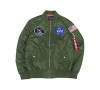 CORIRESHA Mens Apollo NASA Patches Slim Fit Bomber Jackets Windbreaker, Army Green, L