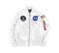 CORIRESHA Mens Apollo NASA Patches Slim Fit Bomber Jackets Windbreaker, White, M