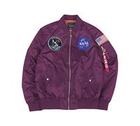 CORIRESHA Mens Apollo NASA Patches Slim Fit Bomber Jackets Windbreaker, Wine Red, M