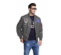 CORIRESHA Mens NASA Embroidery Badge Slim Fit Bomber Jackets Zipper Windbreaker, Gray, L