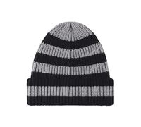 CORIRESHA Unisex Fashion Striped Beanie Cuffed Winter Warm Cozy Chunky Rib Knit Hat, Black Grey, One size