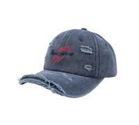 CORIRESHA Unisex Never Give Up Baseball Cap Adjustable Distressed Embroidered Dad Hat, Blue, One size