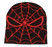 CORIRESHA Unisex Spider Web y2k Beanie Knit Hats Warm Cozy Fall Winter Caps, Black Red, One size