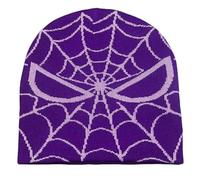 CORIRESHA Unisex Spider Web y2k Beanie Knit Hats Warm Cozy Fall Winter Caps, Purple Light Purple, One size
