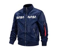 CORIRESHA Winter Men's NASA Bomber Jacket Stand Collar Thickened With Embroidery, 1_blue, 5XL