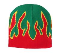 CORIRESHA Women Flame Beanie Y2k Graphic Men Winter Soft Warm Knit Hat, Green, One size