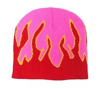 CORIRESHA Women Flame Beanie Y2k Graphic Men Winter Soft Warm Knit Hat, Pink, One size
