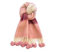 CORIRESHA Women's Winter Chunky Rainbow Scarf Cashmere Feel Warm Scarves with Pom Poms, Pink, One Size